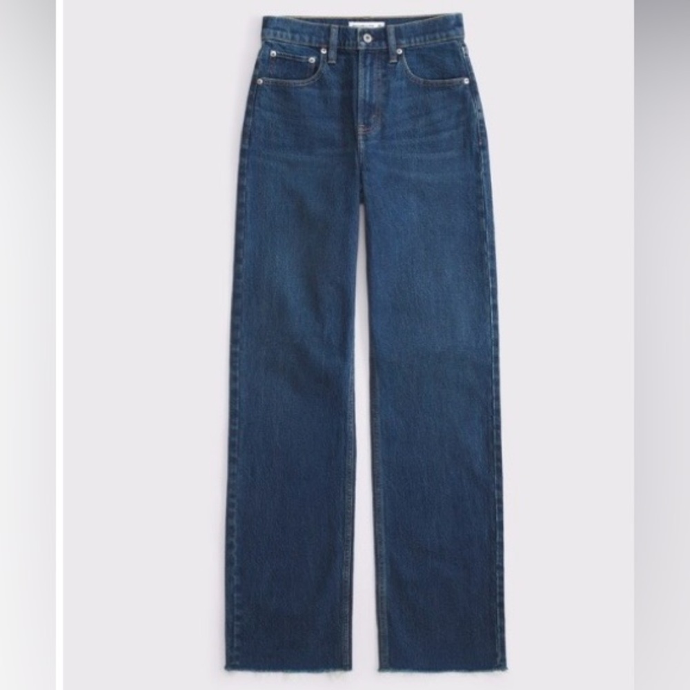 Abercrombie Curve Love High Rise 90s Relaxed Frayed Hem Jean